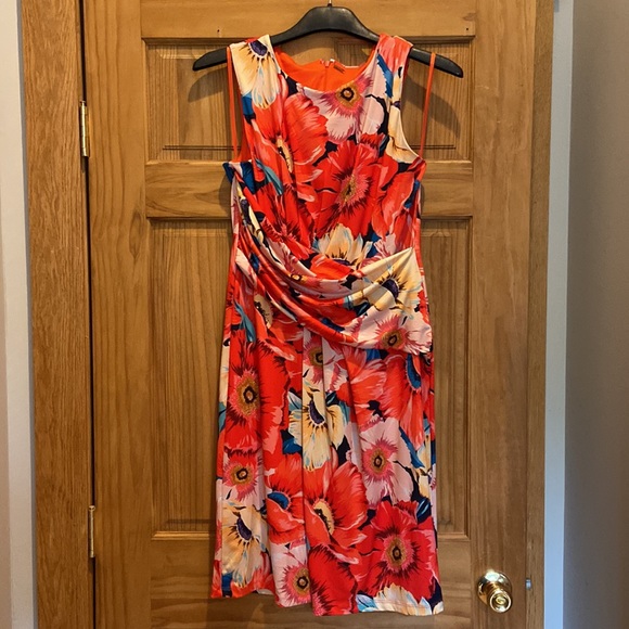 Tahari orange floral dress size 12 - Picture 2 of 4